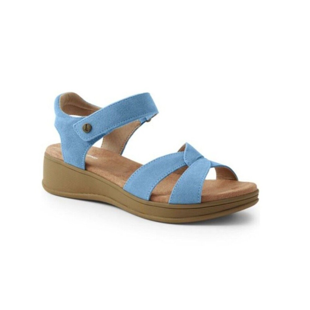 Lands’ End Women’s Blue Suede Wedge Sandals Size 10 10D